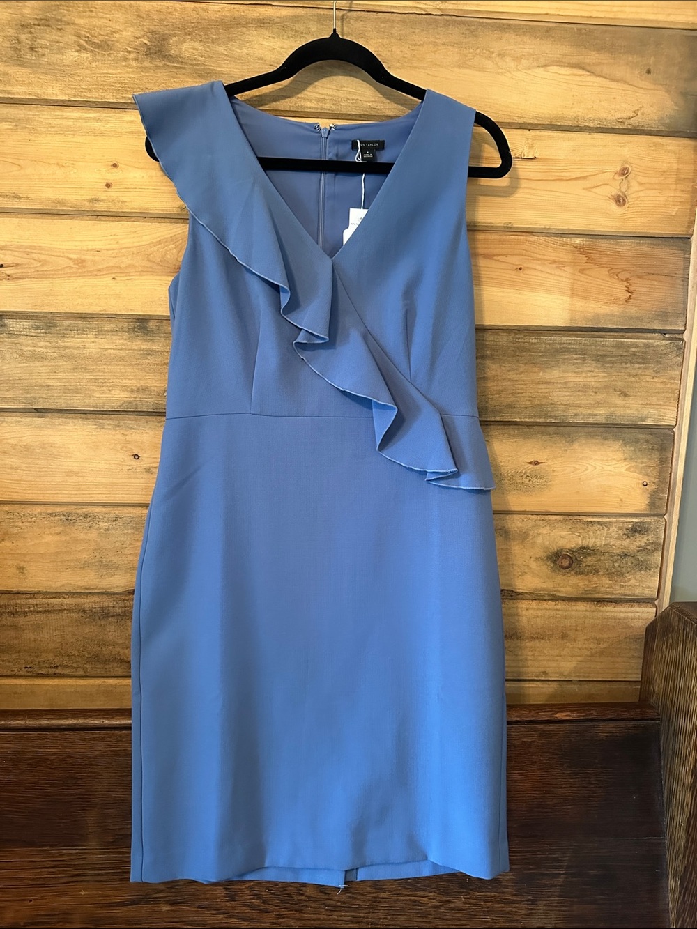 Ann Taylor Periwinkle One-Shoulder Ruffle Sheath Dress